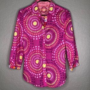 Robert Graham bright pink abstract print 3/4 sleeve blouse